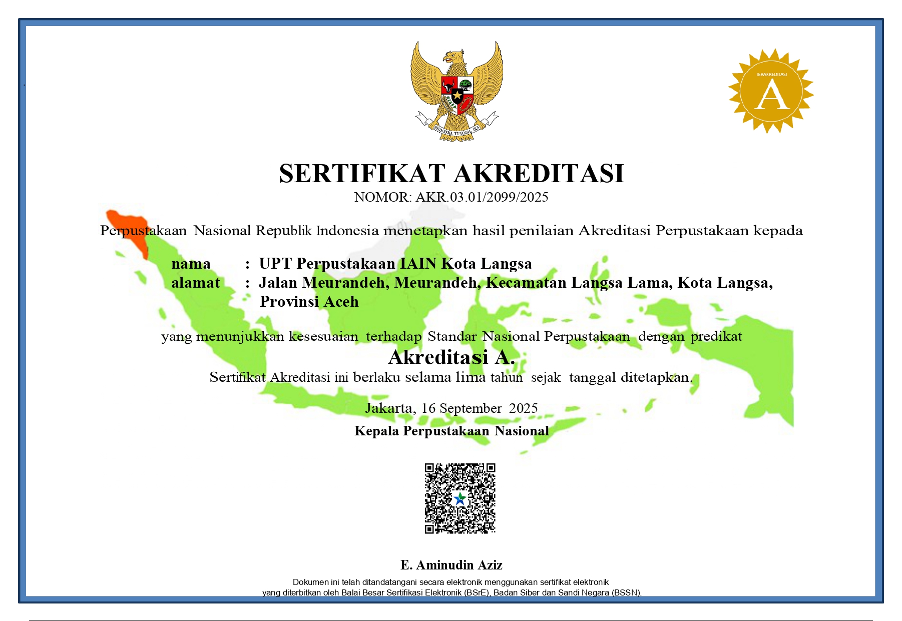 Sertifikat Akreditasi A